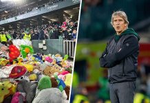 Hinchas del Betis de Pellegrini lanzaron 20 mil peluches al campo de juego para niños afectados por el DANA