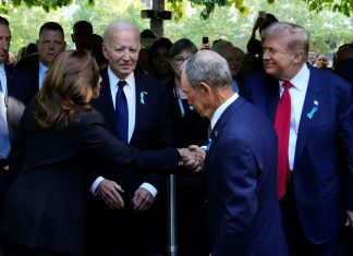 El día después del debate, Kamala Harris y Donald Trump se saludaron en la conmemoración de los atentados del 11-S