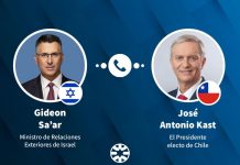 Canciller de Israel llama a Kast y lamenta deterioro de la relación con Chile durante el gobierno de Boric